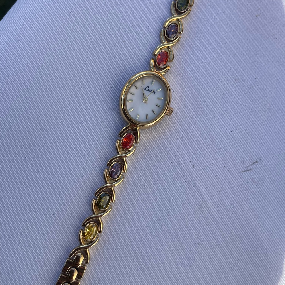 Gold Multicolor stones Women's Watch
